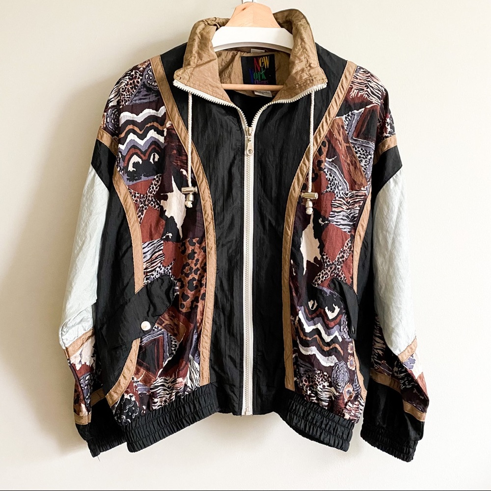VINTAGE New York Classics Funky Animal Print Safari Windbreaker Jacket